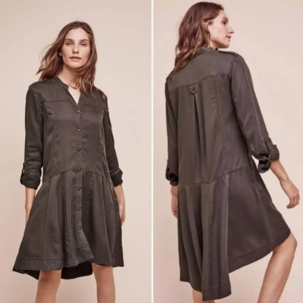 Anthropologie Holding Horses Mariona Shirt Dress Military Utility. SZ 4P - Picture 4 of 4